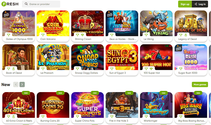 Play 50 free spins on popular slots at Fresh Casino! 