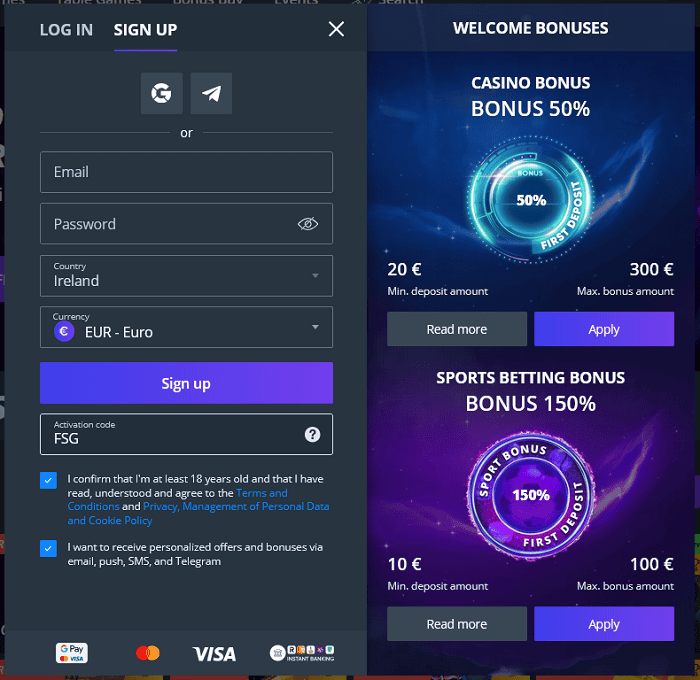 JET Casino Registering Account 