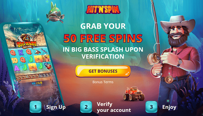 HitNSpin 50 free spins on Big Bass Splash upon verification! 